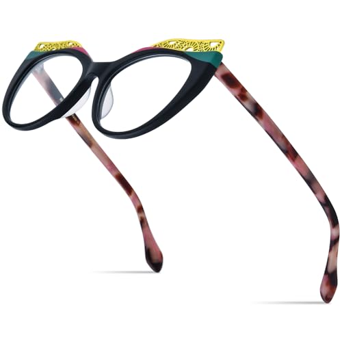 Image of HEPIDEM Multicolor Acetate Glasses Frame Women Cat Eye Eyeglasses Men Optical Spectacles 9291