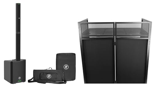 Audiosavings Bundle:(3) Mackie SRM-Flex 1300w Portable Line Array DJ Speaker w/Sub+Carry Bag Bundle with (1) Rockville ROCKBOOTH DJ Event Booth Facade (4 Items)