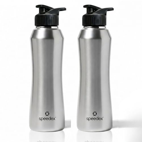 Image of Speedex Stainless Steel Water Bottle 1 Ltr, Leak Proof Sipper Cap, BIS Approved 1000 ml Metal Bottle For Daily, Office, School, Gym, Travel Use for Men, Women, Kids, Adults, Silver, Set of 2