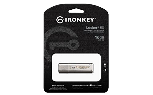 Image of Kingston Ironkey Locker+ 50 16GB Encrypted USB Flash Drive | USB 3.2 Gen 1 | XTS-AES Protection | Multi-Password Security Options | Automatic Cloud Backup | Metal Casing | IKLP50 /16GB