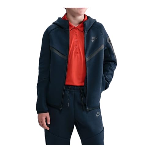 Nike Sportswear Tech Fleece Big Kids' Full-Zip Hoodie (Obsidian/Black/Black)