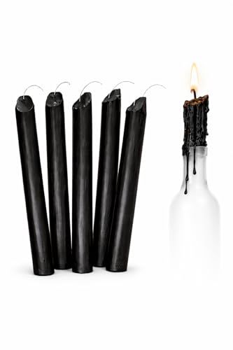 Black Drip Candles 6 Pack – Unscented Wax Candle Sticks for Weddings, Parties, Gothic & Halloween Decor – 6.5″ Tall Slow Drip Candles for Wine Bottles & Events