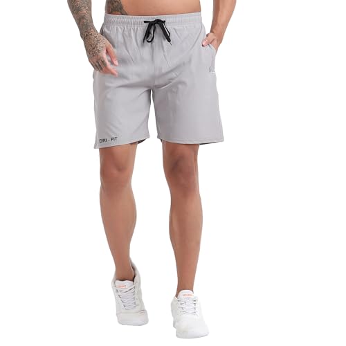 Image of BLUE STAR SHARK Athletic Sports Shorts for Men with Zip Pockets and Elastic Waistband Quick Dry Lightweight Activewear Combo - Pack of 2