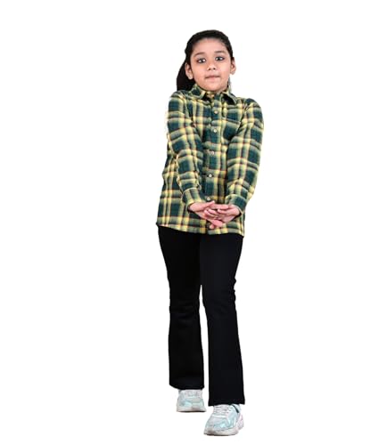 Image of Kids Cotton Shirt - Regular Fit Shirt for Girls & Boys, Unisex Full Sleeves Shirts, Collared Neck,Button Down Shirt, Checks Shirts for Casual Wear