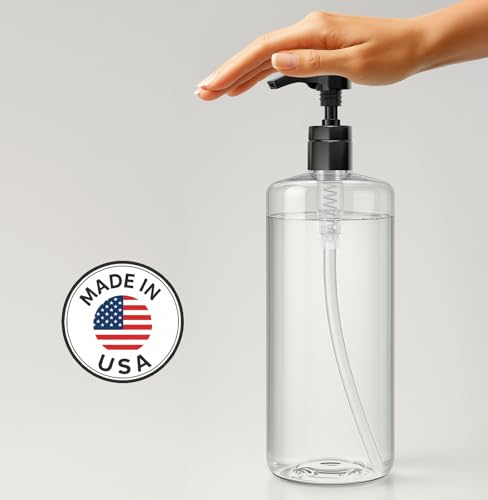 Bar5F Pump Bottle 32-Ounce 1-Liter Empty for Shampoo Conditioner Body Wash Lotion BPA-Free Crystal-Clear (Pack of 1)2