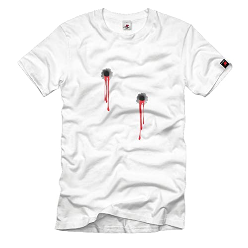 T-shirt blanc homme Copytec impacts balles sang contre le look banal