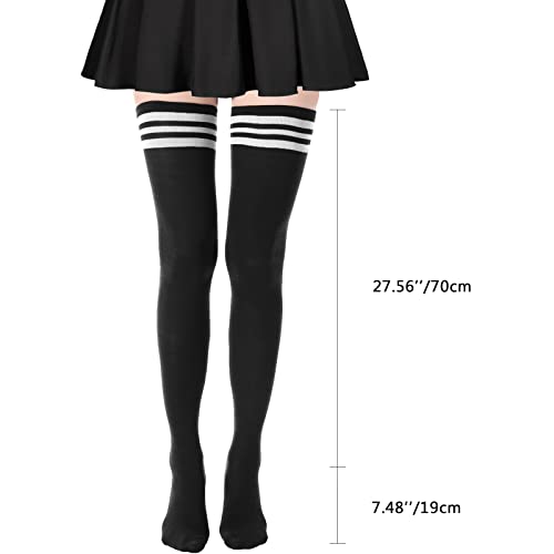 Image of DRESHOW Extra Long High Thigh Socks Striped Over Knee Thin Tights Long Stocking