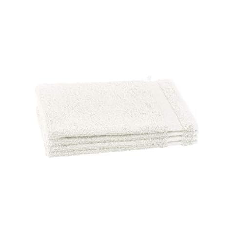 Clarysse Set of 4 White Face Cloths 100% Combed Cotton Set of 4 Wash Mitts Soft Terry Towelling with Hooks for Hanging Oekotex 100 Standard Size 15 x 21 cm Cover