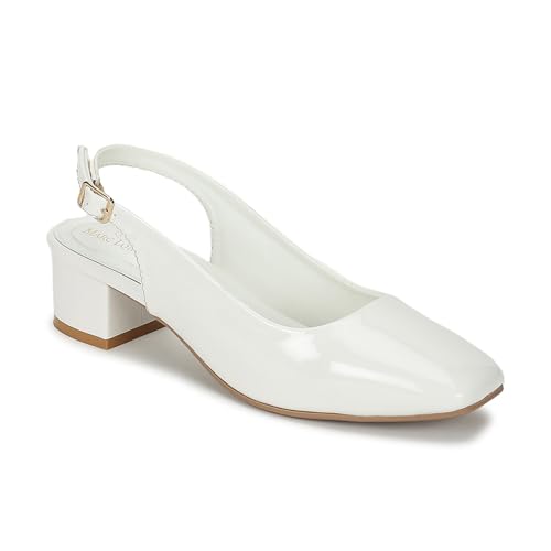 Image of Marc Loire Women Square Toe Solid Block Heel Pumps for Office, Party and Formal Wear
