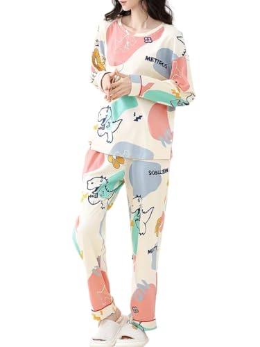 Image of Celary Women's Korean Night Suit Set | Round Neck Full Sleeve Top & Printed Ankle Length Pyjama | Skin-Friendly Fabric Soft Breathable Stretchable Loungewear | M to 2XL