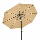 VORTEXTOVE 10FT Solar LED Patio Umbrella with Tilt & Crank