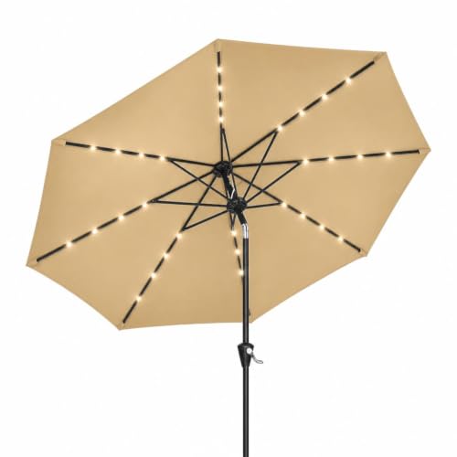 VORTEXTOVE 10 ft khaki solar LED patio umbrella — the only 10 ft canopy in this shortlist.