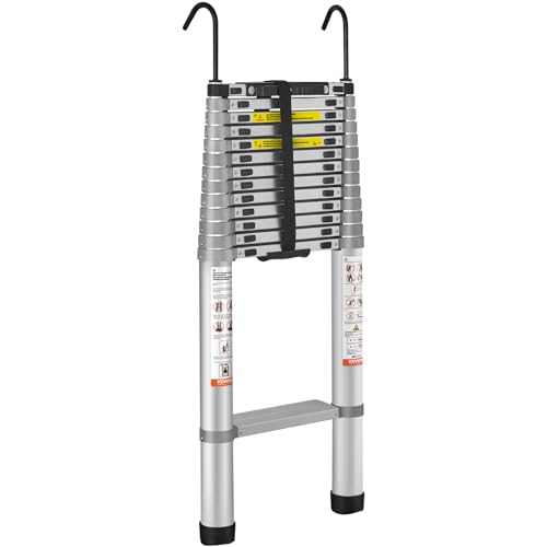 image for VEVOR Telescoping Ladder, 18.5 FT Aluminum Collapsible Extension Ladde