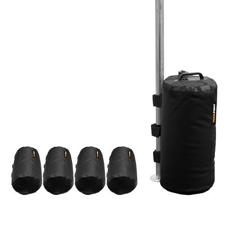 TOOLPORT Juego de Sacos de Peso 4X 20 L para Carpas y cenadores – Bolsas de lastre de PVC con asa y Velcro – Fijación Estable para estructuras de Aluminio y Acero