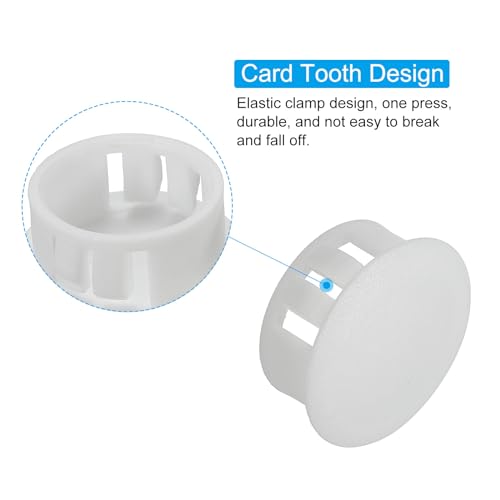 Image of PATIKIL 20mm (13 /16 inch) Plastic Hole Plugs, 30Pcs Flush Type Round Hole Plugs Cover Snap in Locking Hole Tube for Table Kitchen Cabinet Furniture, White