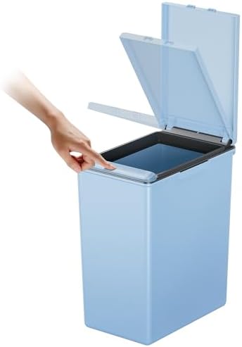EKO Morandi Kitchen Waste Bin, Plastic Touch Recycling Bin, Perfect for Kitchen & Home, Titanium Blue, 20 Litre