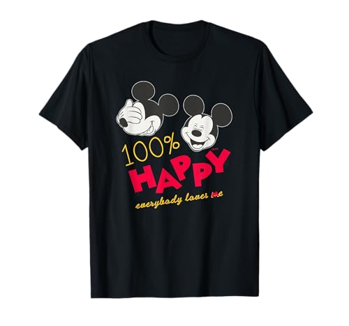 T-shirt Mickey Mouse Disney 100% Happy vêtement coton graphique pour homme et femme