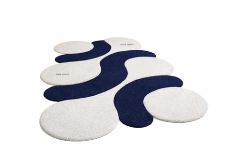 Image of Irregualr Shape Hand Tufted Carpet Pure Soft Wool Non Slip & Durable Easy to Clean Floor Area Rug Modern Design Carpet for Living Room 5X8 Feet (150x240 cm)
