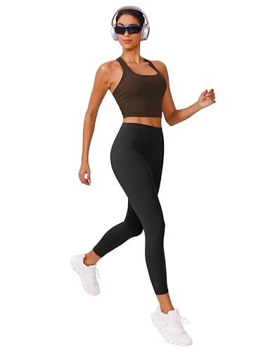 Image of PINSPARK Sports Bra Longline Racerback Tank Tops for Women Padded Workout Yoga Top