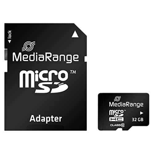 MediaRange micro SDHC Speicherkarte mit SD Adapter 32GB - Geschwindigkeit Klasse 10, Lesegeschwindigkeit bis 45 MB/s, externer Datenspeicher für mobile Endgeräte wie Digitalkameras oder Smartphones