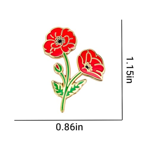 Image of Enamel Pin,Red Poppy Lapel Pin,Dress Collar Shirt Canvas Bag DIY Accessory,Pin for Birthday Wedding Anniversary Memorial Funeral Charity Party,Flower Brooch,Gift For Someone You Respect