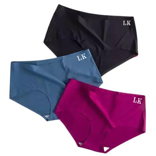 Image of No-Show Women's Panties:Women's (Multicolor) Seamless Hipster Ice Silk Panty Mid-Waist Laser Cut Underwear Seamless Panties