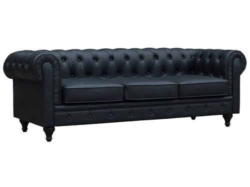 Habitat et Jardin Sofá Chesterfield Aliza 3 plazas   Negro