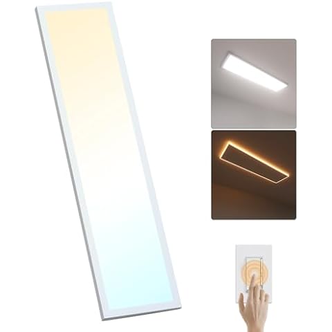AIKVSXER 1x4 1pack LED Flat Panel Light Surface Mount with Night Light 3000K/4000K/5000K 50W 5500Lm 120V LED Light Fixtures for Kitchen-White，Home Cover
