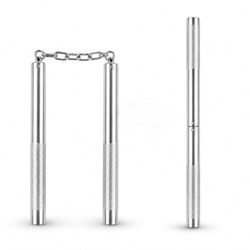 Image of VINEX Stainless Steel 2 in 1 Nunchaku with Lock - Professional Grade Foldable & Lockable Metal Nunchucks for Martial Arts Training, Ideal for Karate Practice (with Lock)