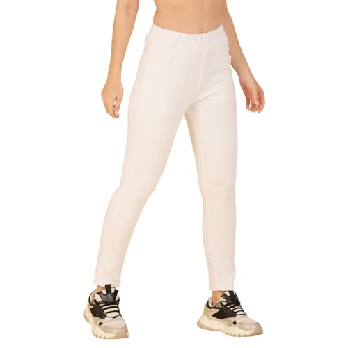 Image of 4FLIES Women's High Waist Jeggings | Super Combed Slim Fit Ankle-Length Pants with Elastic Waistband | Comfortable Denim Look Leggings for Casual, Travel & Office Wear