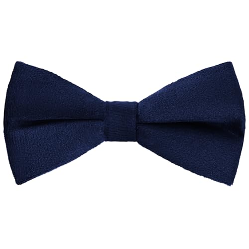 Bskifnn Velvet Kids Bow Tie Classic Solid Color Bow Tie Adjustable Neck Bowtie for Kids Wedding Party (Navy Blue)
