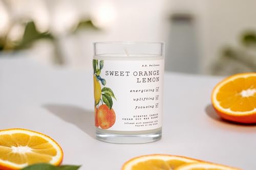 Leoben Co. | B.B. Wellness Scented Candle | Hand-Poured Vegan Soy Wax | Made in Small Batches | 40 Hours Burn Time | 9 oz | Infused with Natural Essential Oils | (Sweet Ornage Lemon)