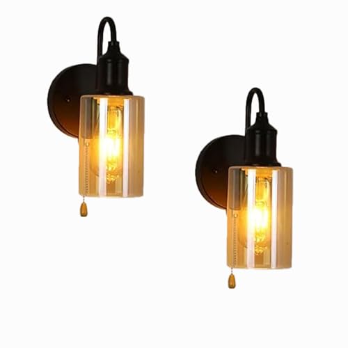 Lámpara de pared retro industrial para dormitorio y pasillo con tulipa de vidrio E27