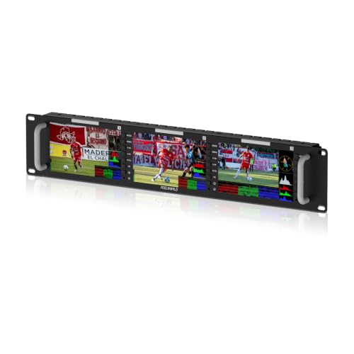 Image of FEELWORLD T51 Plus-H Triple 5.5 Inch 2RU Broadcast Rack Mount Monitor LCD 1920x1080 HDMI AV Input and Output