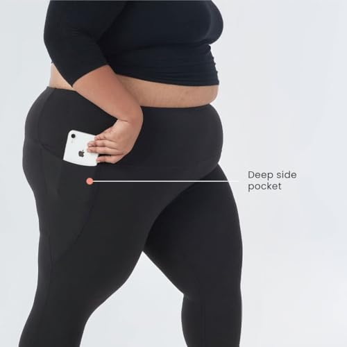 Image of BlissClub Womens The Ultimate Capris, 3 /4th Length Pants, Super- High Waist, 2 Pockets, Wide Waistband, Activewear for Women