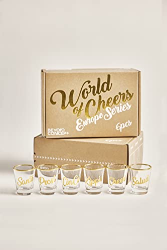 Beyond Concep+ World Of Cheers Europe Series, Set Of 6 Cute Shot Glasses Bulk (1.5Oz / 50Ml) Heavy Base Shot Glasses Set thumb #1