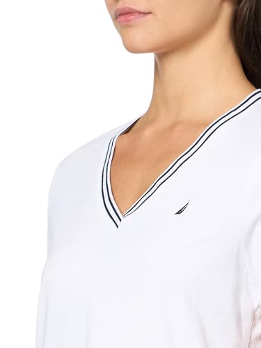 Image of Nautica Women's Solid V-Neck Short Sleeve T-Shirt Shirt