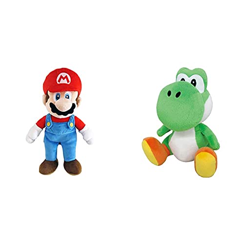 Little Buddy Super Mario All Star Collection 1414 Mario Stuffed Plush, Multicolored,9.5" & Buddy Super Mario All Star Collection 1416 Yoshi Stuffed Plush, 8",Multi-Colored