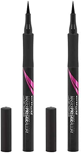 Maybelline Eyestudio Master Precise All Day Waterproof Liquid Eyeliner Makeup, Black, 2 Count
