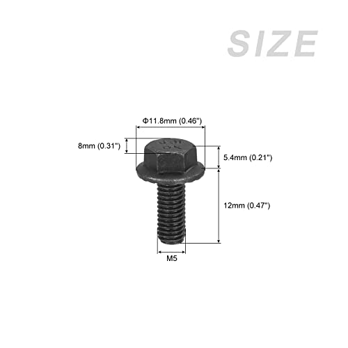 METALLIXITY Flanged Hex Head Bolts (M5x12mm) 10pcs, Hexagon Serrated Flange Bolt Fully Thread Screw - Image 2