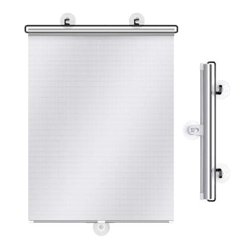 Estores Enrollables con Ventosas,Persianas Enrollables Opacos para Ventanas,Plateados,Cortinas con Aislamiento Térmico,Persianas Portátiles Temporales,Sin Taladrar,Silver 50×125cm(19.7 * 49.2in)