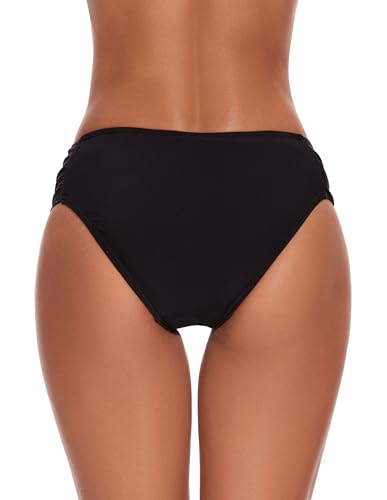 Bikini Bottoms for Women, Black Bathing Suit Bottoms,Low Waisted Full Coverage Swimsuit Bottoms3
