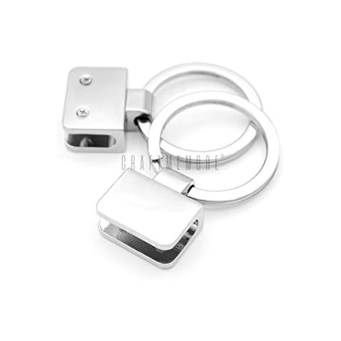 CRAFTMEMORE 3/4 Inch Key Fob Hardware with Split Key Rings Findings DIY Leather Craft 2 Pack (Silver) Cover