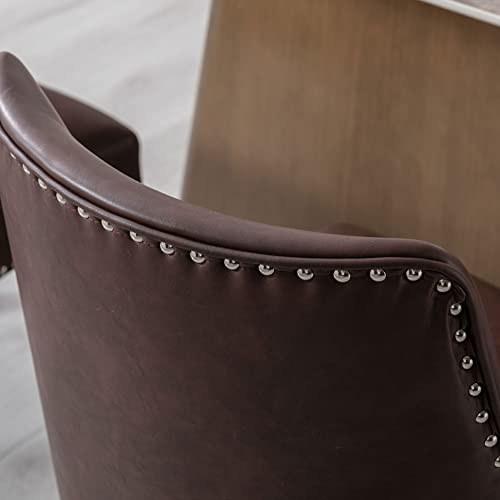 Dm Furniture Dm-Furniture Mid Century Modern Dining Chairs Set Of 4 Upholstered Pu Leather Accent Chairs Wooden Side Chair For Living Room/Dining Room/Bedroom, Chocolate Brown, 4 Dining Chairs #TOP5