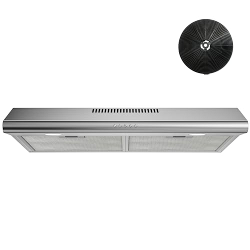 FIREGAS Under Cabinet Range Hood 30 inch, Ducted/Ductless Convertible Kitchen...