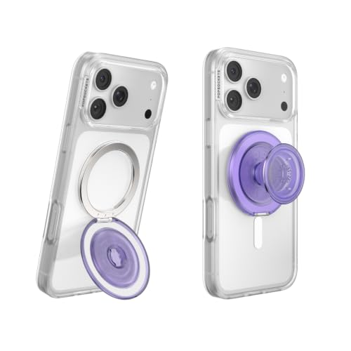 Image of PopSockets Kick-Out Grip for MagSafe, Adjustable Kickstand for Portrait or Landscape, Magnetic Stand - Trnsl. Dusty Purple