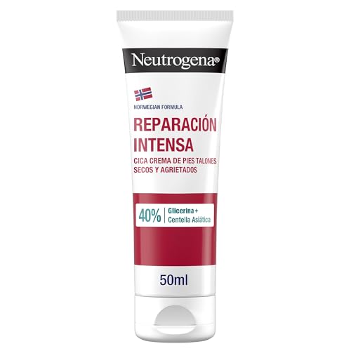 Neutrogena Fórmula Noruega Reparación Intensa CICA Crema de Pies Talones Agrietados (50 ml), crema hidratante y reparadora con 40% glicerina y centella asiática