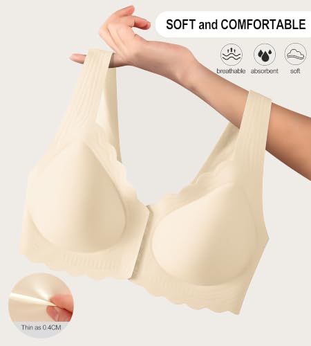 Image of Front Closure Bras for Women Seamless Wireless Push Up Bra No Underwire Full Coverage Comfort Bras Mastectomy Bralettes