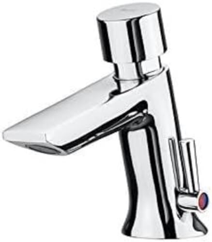 Roca Instant - grifo temporizado de repisa para lavabo con pulsador y limitador de...