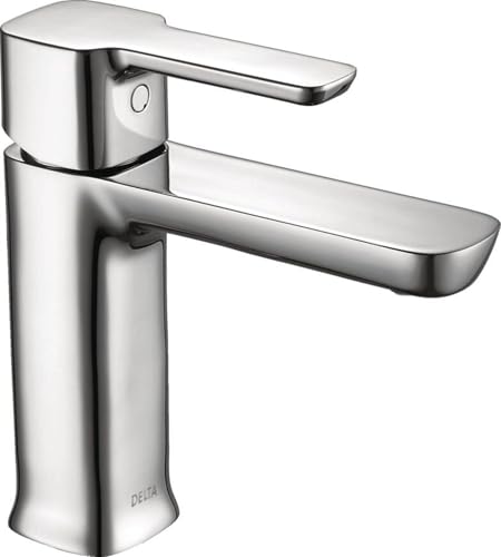 Image of Delta Modern Chrome Bathroom Faucet 1 Hole, Single Hole Bathroom Sink Faucet for Vanity, Push-Pop Drain Assembly, Chrome 581LF-GPM-PP